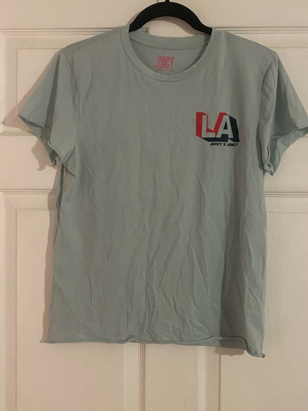 Juicy Couture Pastel Blue Tee with Pink Logo